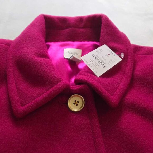New 14 J Crew Factory wool-blend lady day coat in Brilliant Berry - Picture 5 of 11